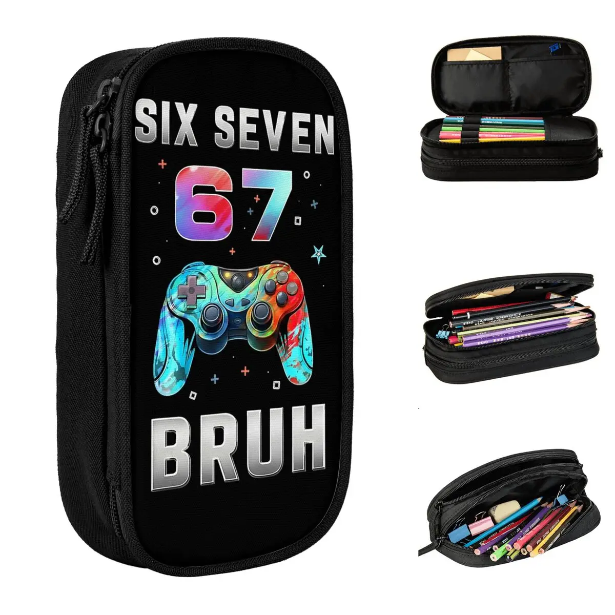 Funny Gaming Six Seven 67 Bruh Birthday Pencil Case Classic Pen Holder Bag Student Big Capacity Students School Gift Pencilcases