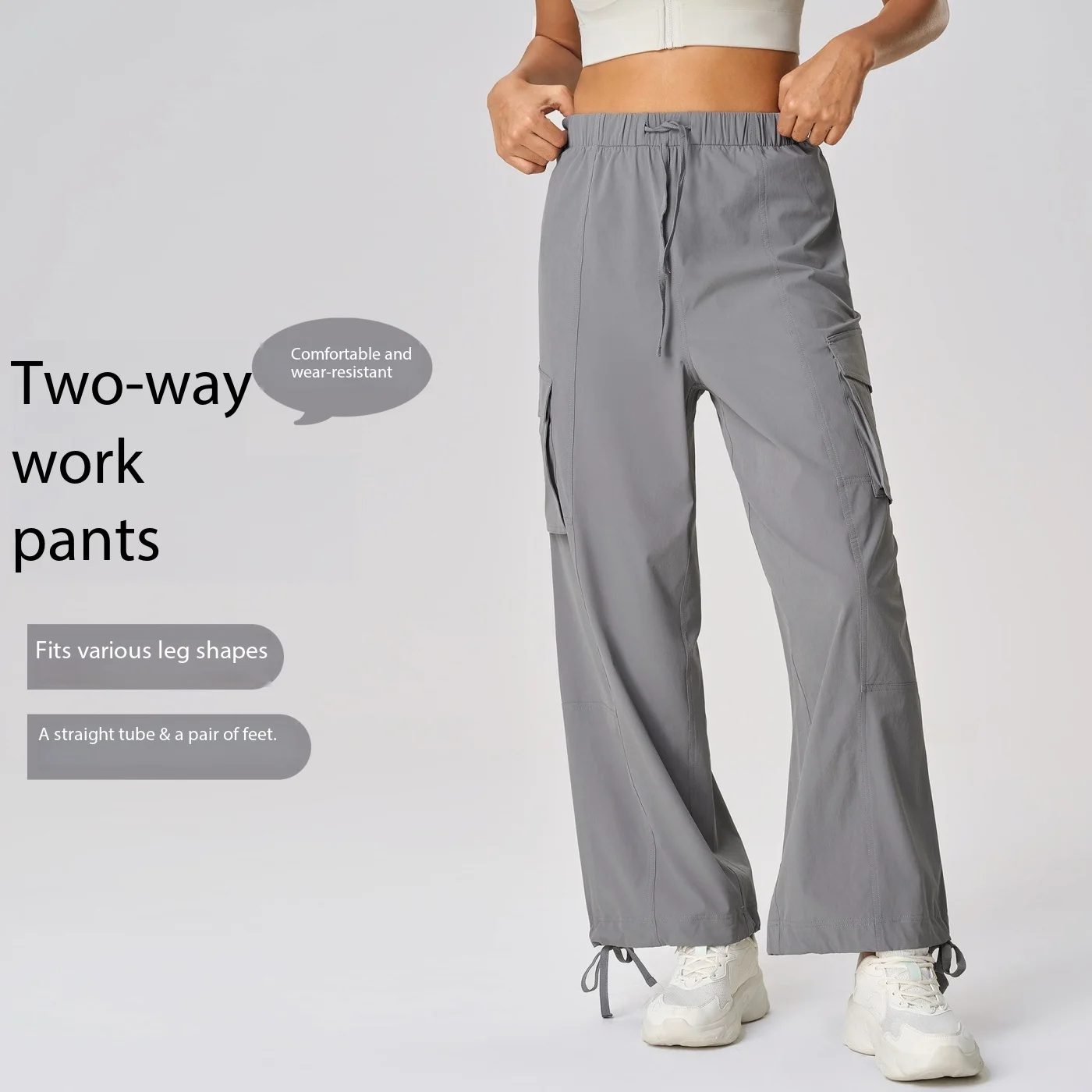 Lemon Women Lightweight Solid Multi-Pocket Cargo Pants Fashion Loose Casual Versatile Comfy Outdoor Climbing Hiking Trousers