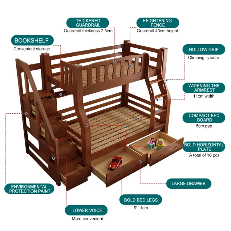 Lowest Price Kids Bedroom Furniture Solid Wood bunk bed Children Bunk Bed for Kids