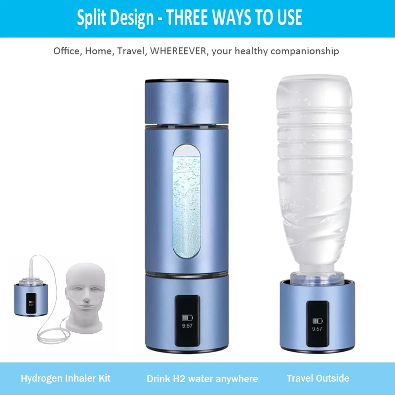 휴대용 5000ppb 수소 풍부한 물병 생성기 SPE/PEM H2 메이커 건강을위한 수소 풍부한 물 컵 플라스크