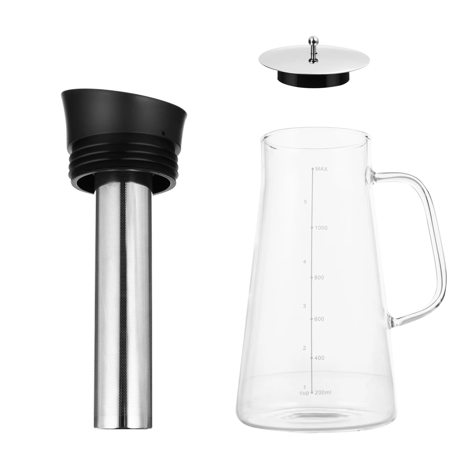 

1Pcs Premium Glass Coffee Pot Heat-Resistant Large Cold Easy Clean Multifunction Filter Glass Coffee Pot