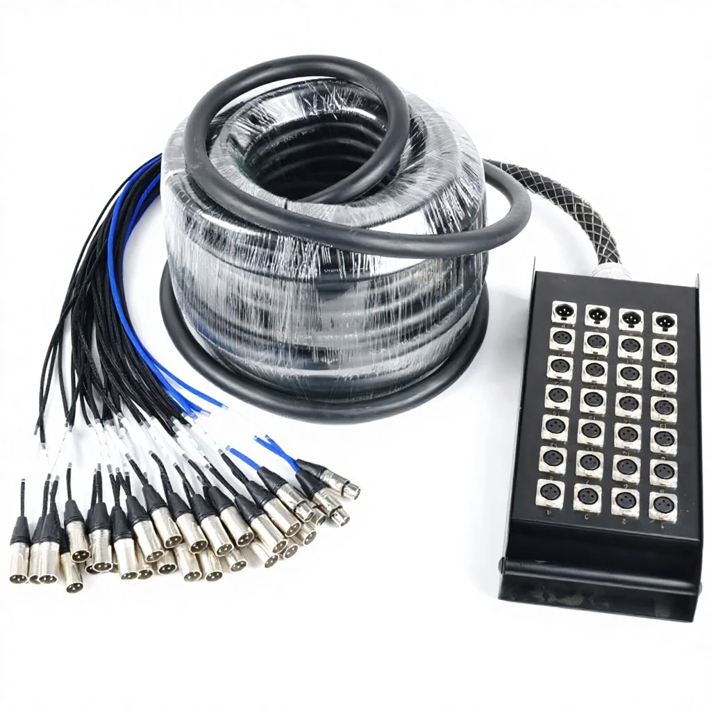 TW3-28C-30M 28-channel Multi-core Bare Copper Signal Cable for Stage Use with Mobile Junction Box and Winding Reel
