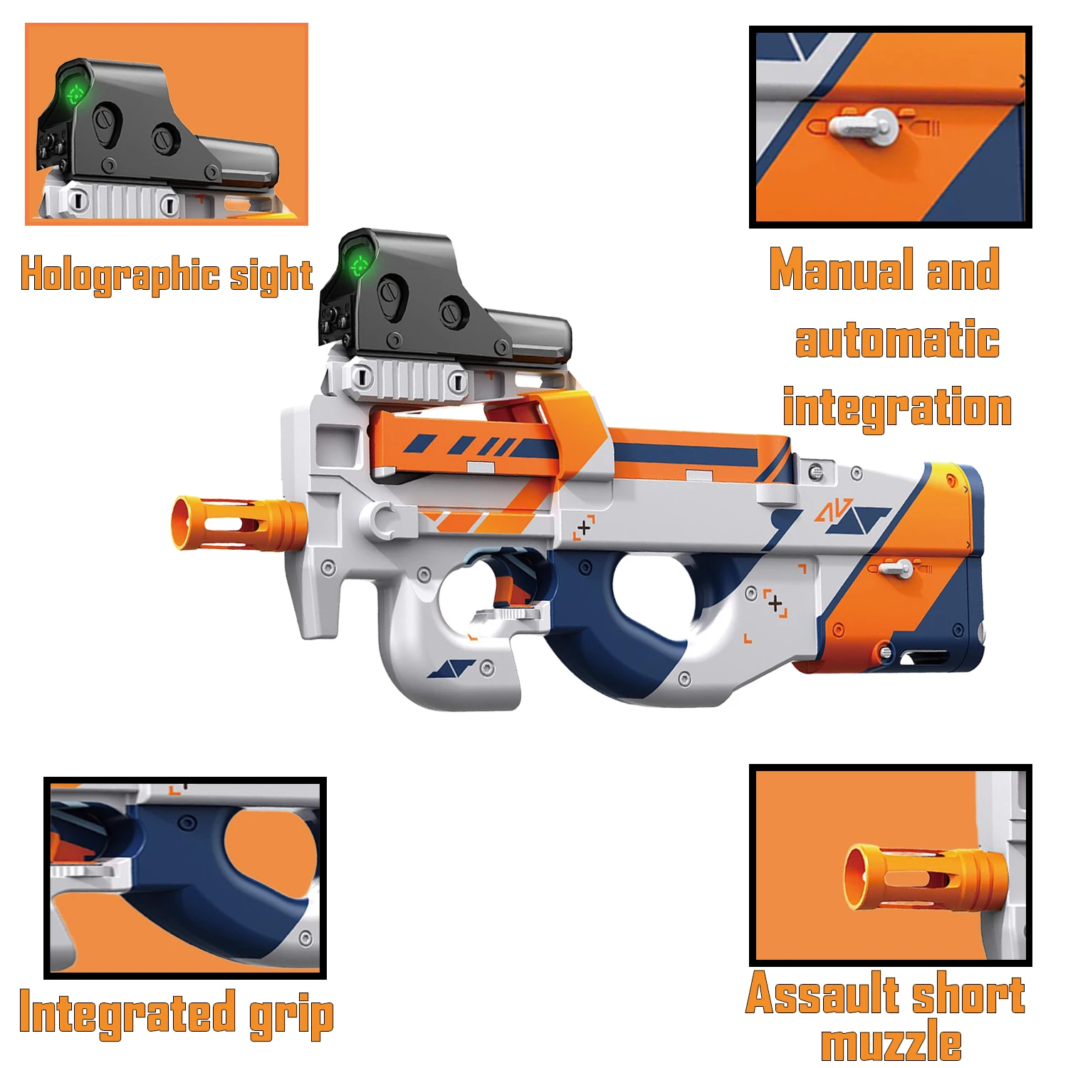 Rifle eléctrico de chorro de gel P90, pistola de juguete de modo manual/automático con pulverizador de cuentas de gel para juegos de equipo de tiro interactivos al aire libre (sin balas)