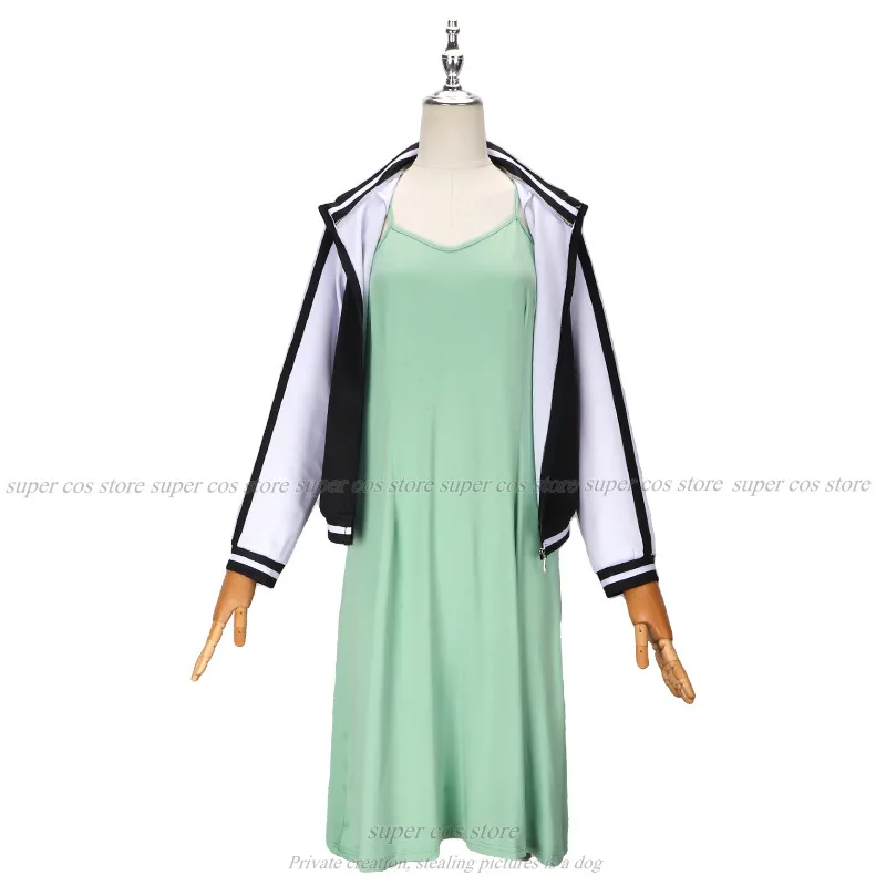 Anime Bocchi The Rock! Cosplay Hiroi Kikuri School Uniform Baseball Sweater Coat Bean Green Suspender Skirt Halloween Costumes