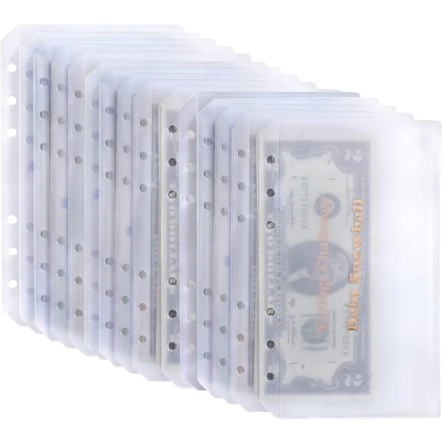 15 bolsos de pasta a6 sem zíperes, envelopes de orçamento sem zíper para sistema de dinheiro, bolsa de fichário a6 para pasta de dinheiro com 6 anéis