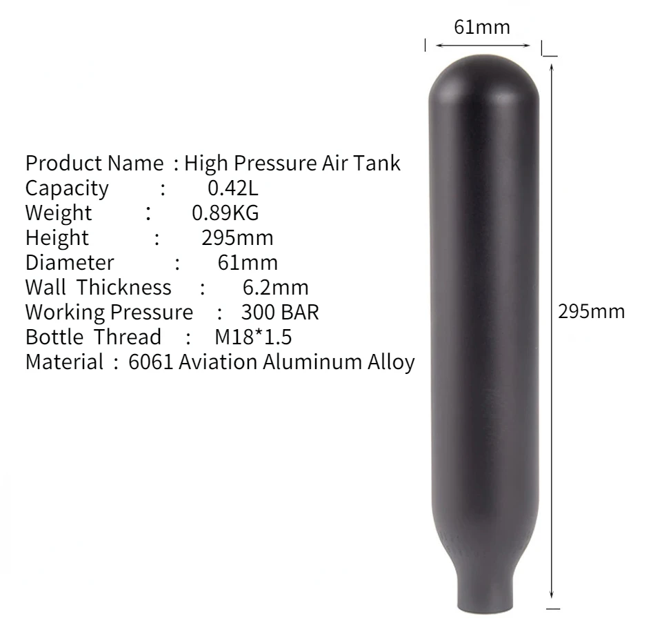 Hpa scuba 0.22L/0.35L/0.42L cilindro de gás 300bar 4500psi tanque de ar co2 garrafa de água de soda para estação equipamento d