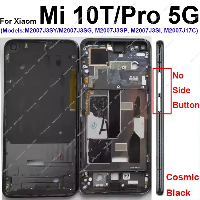 Middle Frame Housing For Xiaomi Mi 10T 10T Pro 5G LCD Supporting Front Frame Middle Cover Bezel Plate Parts