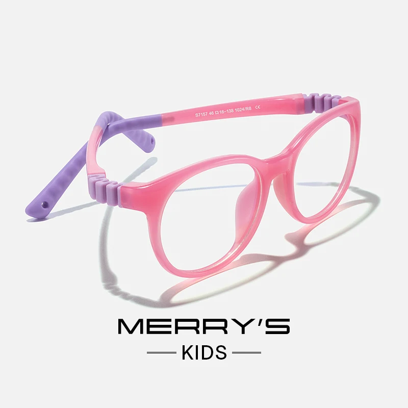 MERRYS DESIGN Kids Oval Silicone Flexible Glasses Frame For Boy Girl Ultralight Optical Eyeglasses With Sports Strap S7157