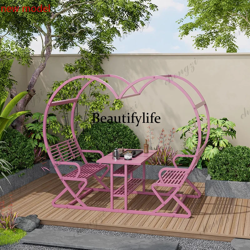 

Metal Modern Garden Furniture Sets Umberella Retro Outdoor Nordic Garden Furniture Sets Luxury Table Conjunto Outdoor FurnitureN