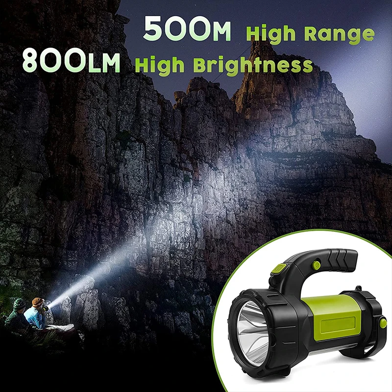 Portable Camping Lantern Powerful 4600mAh Rechargeable LED Flashlight Super Bright Hand Lamp Emergency Outdoor Hiking Spotlight