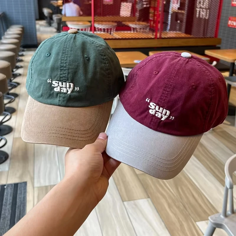 

Small niche color blocking design duckbill cap, personalized and fashionable Korean outdoor retro sports hat, soft top baseball