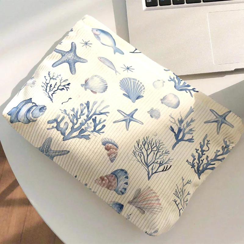 1pc Marine Life Pattern Handbag, Toiletry Bag, Makeup Bag, Candy Storage Pouch, Sanitary Pad Storage Bag Travel Makeup Bag