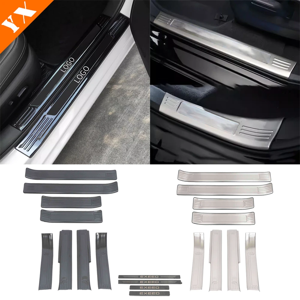 

For Chery Exeed Rx 2023-2024 Car Accessories Door Sill Scuff Plate Welcome Pedal Protection Stainless Black Garnish