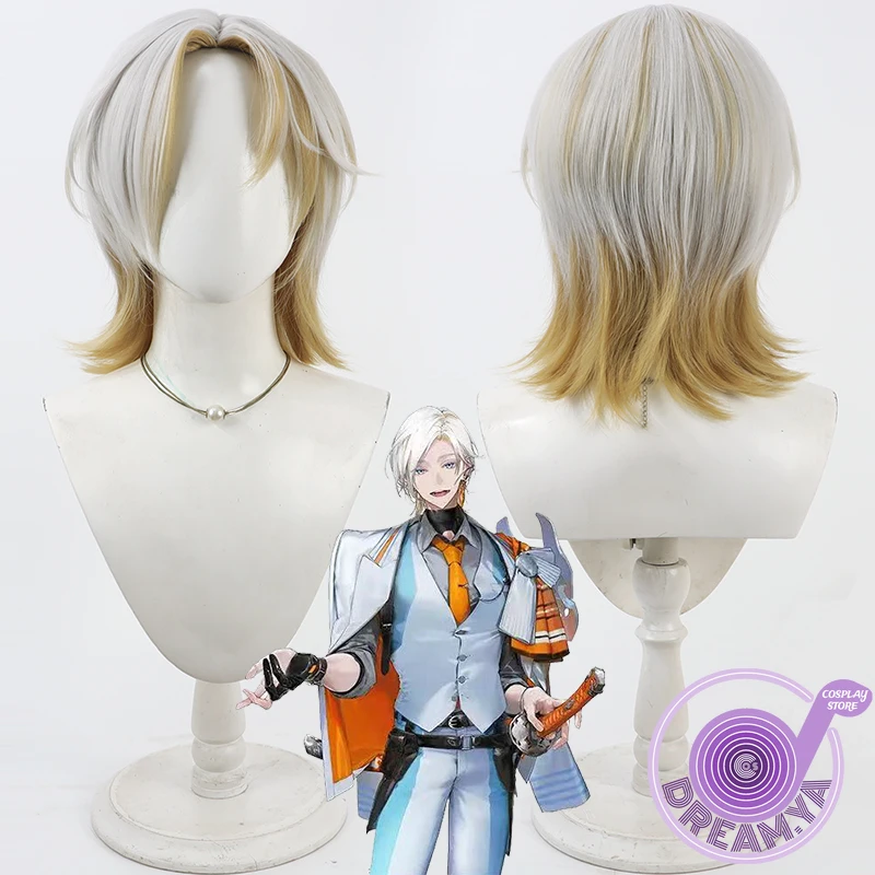 Парик для косплея Unji Touken Ranbu, серый, коричневый, короткие термостойкие синтетические волосы, Хэллоуин, ролевая игра, вечеринка, карнавал + бесплатная шапочка для парика