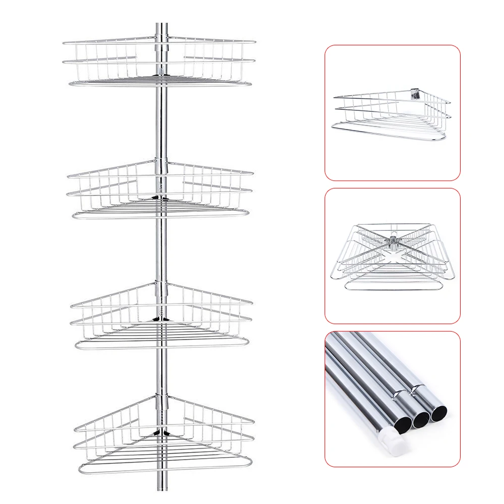 White 4-Tier Bathroom Rack Floor Shelf Toiletries Storage Bathroom Accessories