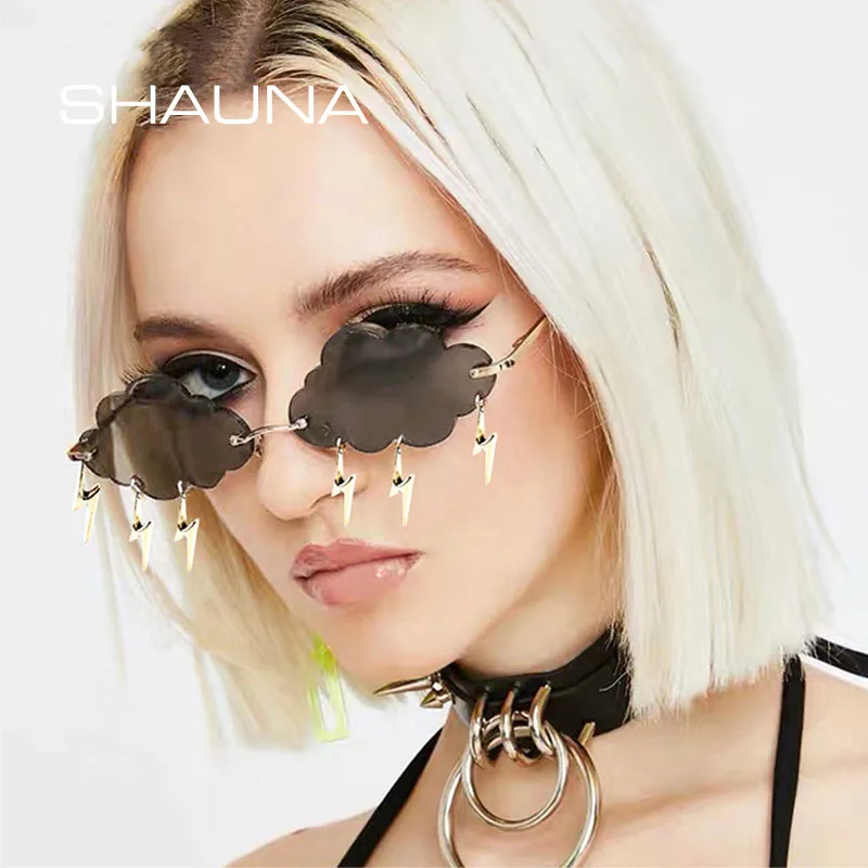 

Женские солнцезащитные очки с бахромой SHAUNA, солнцезащитные очки без оправы, с молнией, ярких цветов, UV400