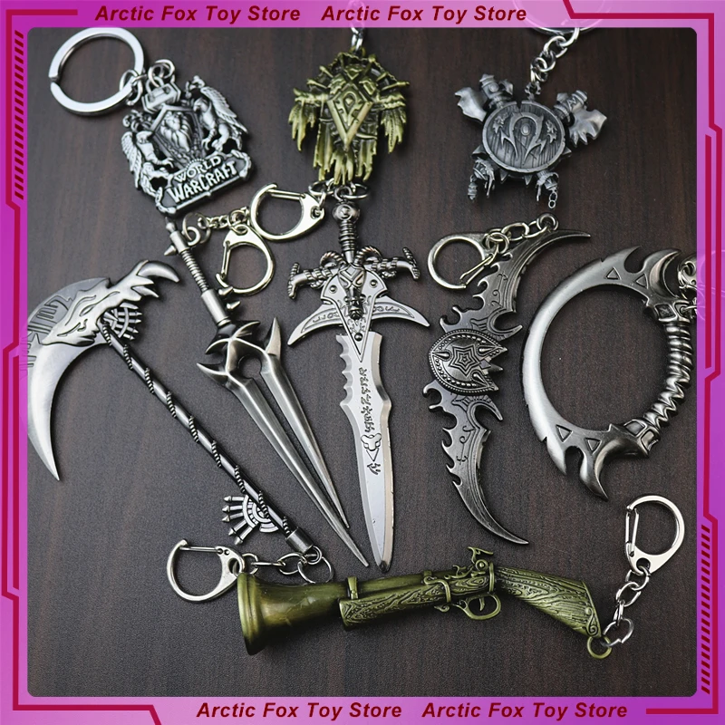 New World of Warcraft Gioco Figura Periferica Artigianato in metallo Modello Zaino Portachiavi con ciondolo decorativo Regali di Natale Giocattoli