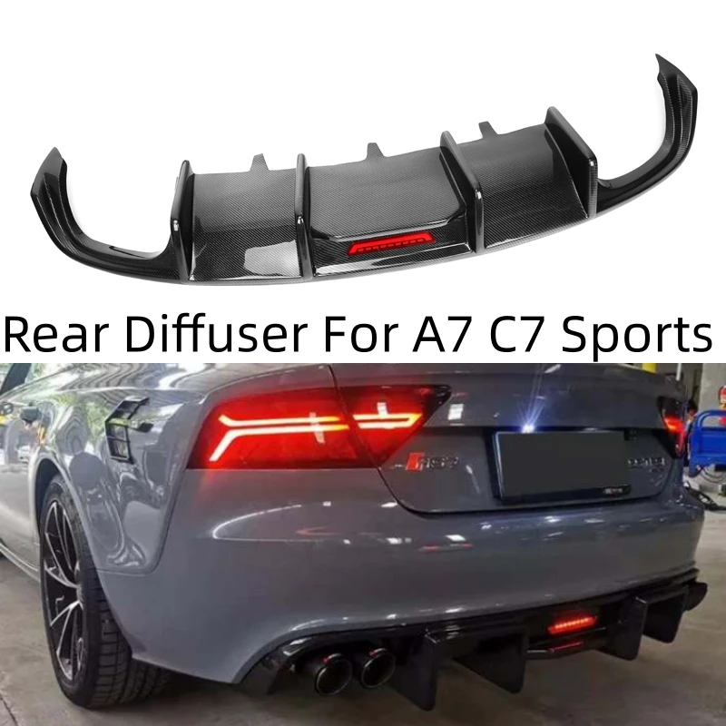 

For Audi A7 S7 C7 Sports 2012 2013 2014 2015 Real Carbon Fiber Rear Diffuser Bumper Lip Spoiler High Quality Accessories