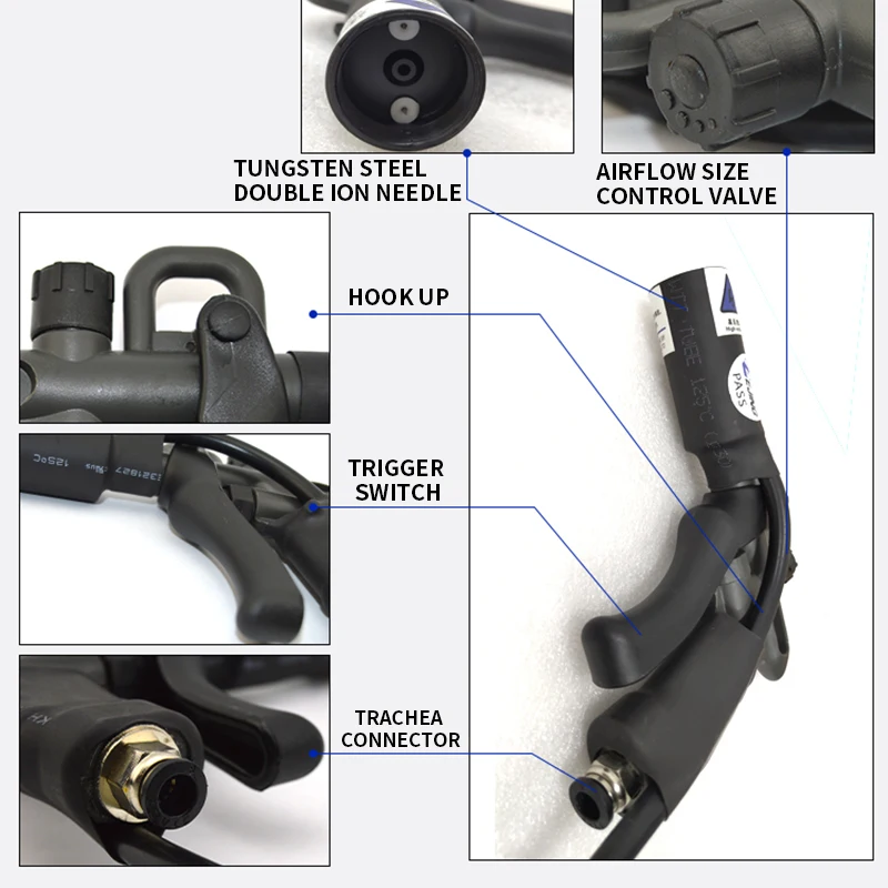 ZJ-302D Removal of Electrostatic ion Air gun, Dust Removal Nozzle, Industrial static eliminator, Air pressure spray gun head