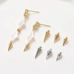 10PCS Conical Pendant Drop Earrings Charms for Jewelry Making Earrings Supplies Diy Brass 14k Gold Plated Accessories