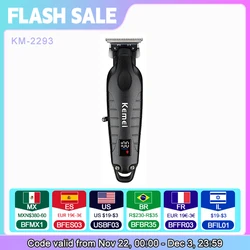 Kemei 2293 Barber Cordless Hair Trimmer 0mm Zero Gapped Carving Clipper Detailer Professional Electric Finish Cutting Machine