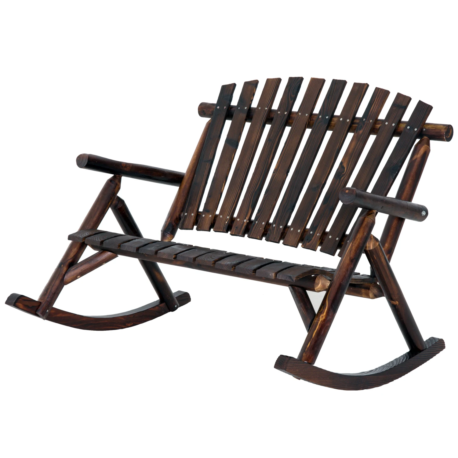 Outdoor Furniture Metal Chairs - Dubbele houten schommelstoel voor buiten, met