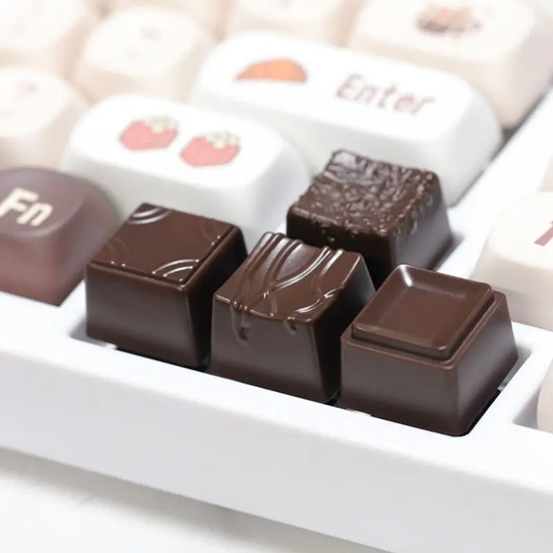 Chocolate Artisan Keycaps 3D Textured Dark Chocolate Bar Resin Custom Novelty Set for Mechanical Keyboard Cherry MX Cute Sweet