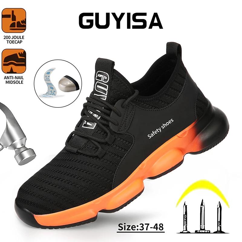 

GUYISA work safety shoes steel toes mid-cut breathable fashion trendy light comfortable 37-48 2069