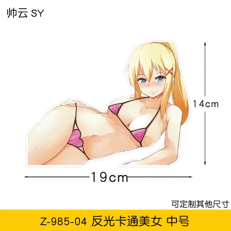 عاكس أنيمي دراجة نارية سيارة صائق الكرتون ملابس السباحة مثير فتاة جميلة ملصق سيارة الوفير نافذة ملصق فينيل