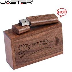 JASTER Wooden Box & Pendrive 128GB Free Custom Logo USB Flash Drive 64GB High Speed Memory Stick 32GB U Disk 16GB Creative Gift