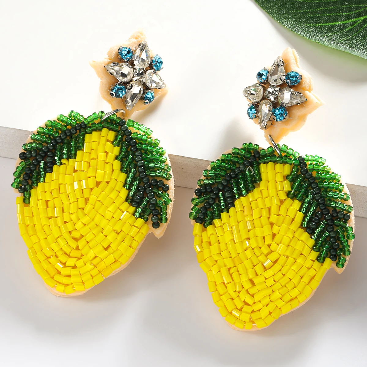 Bohemian handmade Beaded Lemon earrings Lovely fruit beaded earrings party holiday accessories for ladies gifts