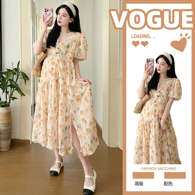 

Pregnant Women's Summer 2025 New Loose and Sweet French Jumpsuit Long Skirt