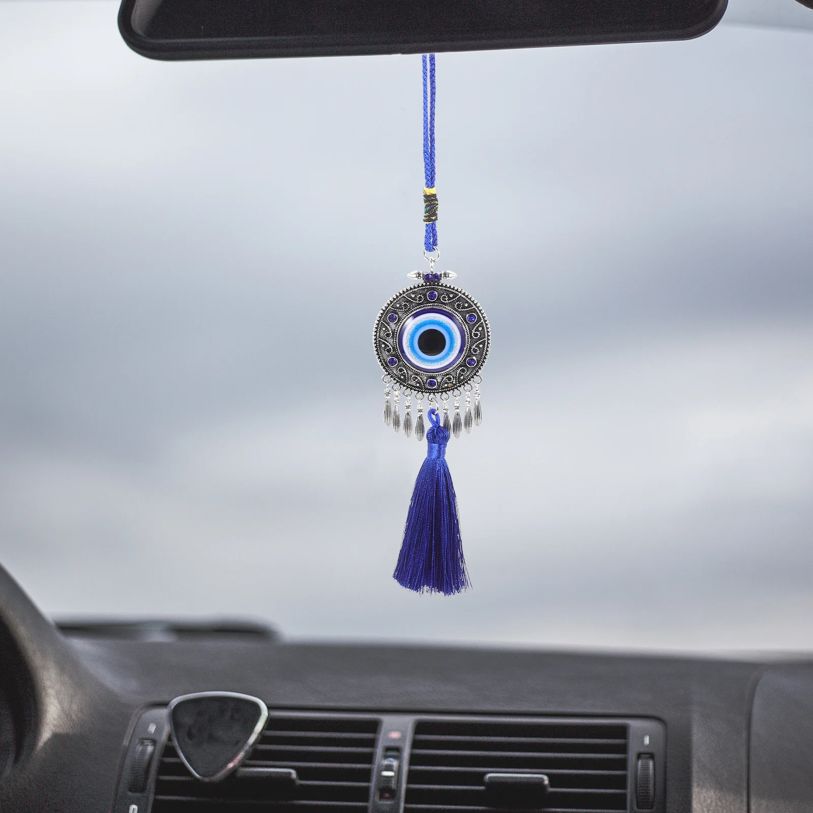 

Blue Evil Eye Car Hanging Ornament Zinc Alloy Glaze Decoration for Rearview Mirror Door Wall Protection Charm Hanging Car Decor