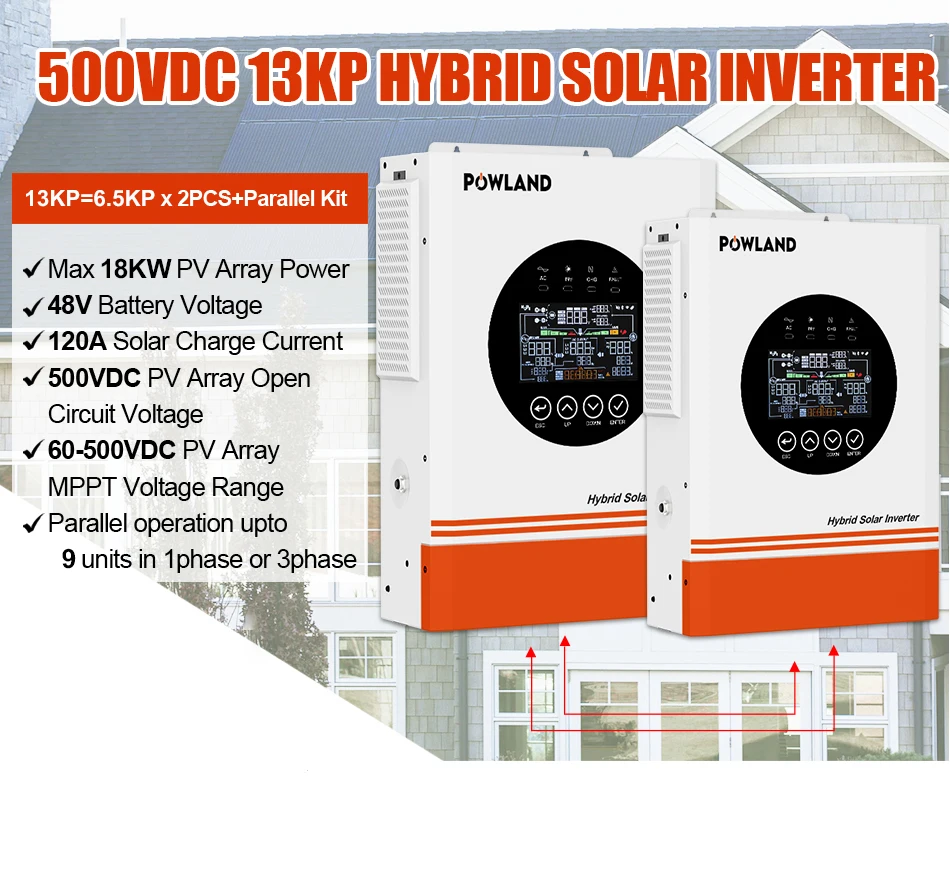 POWLAND 13KW Solar-Wechselrichter MPPT 120A Ladegerät PV-Eingang 500Vdc 18000W 220VAC 48VDC Reiner Sinuswellen-Wechselrichter DC/AC mit WiFi BMS – Detail 5