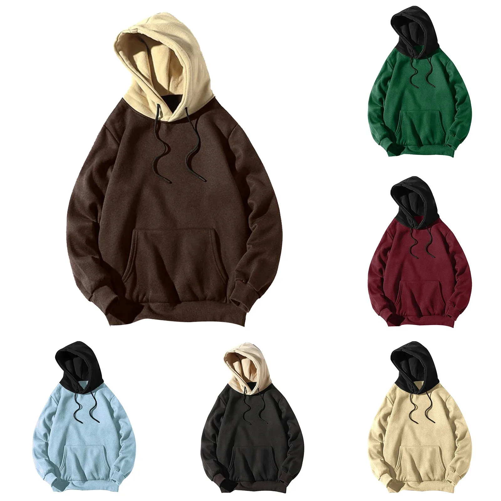 Hoodies longgar warna Patchwork wanita hoodie bersaku serut besar kaus Hoody Hip Hop olahraga luar ruangan tracksuit pullover