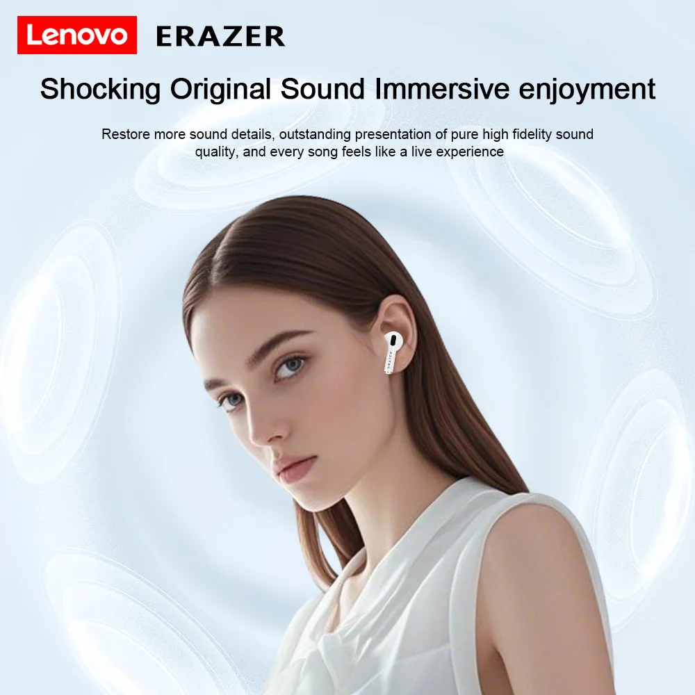 سماعات لينوفو إيكولوجي إيرازر HT68 نصف داخل الأذن بلوتوث 2025 رياضية لاسلكية جديدة عالية الجودة للحد من الضوضاء للطلاب