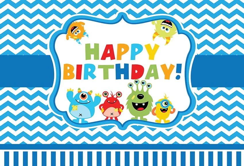 7x5FT Personalized Our Little Monster Terrible Happy Birthday Bash Party Custom Photo Backdrop Background Vinyl 220cm x 150cm