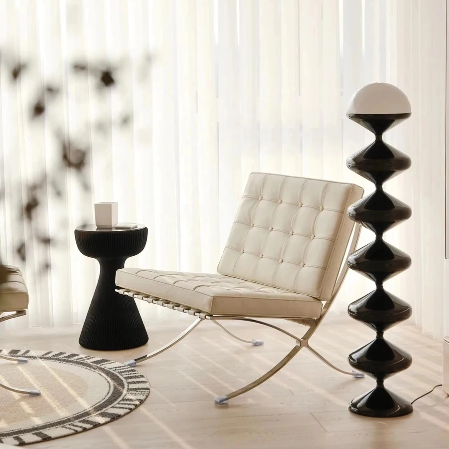 

Modernist Icon Living Room Vintage Barcelona Chair Armless Single Sofa Accent Relax Chair