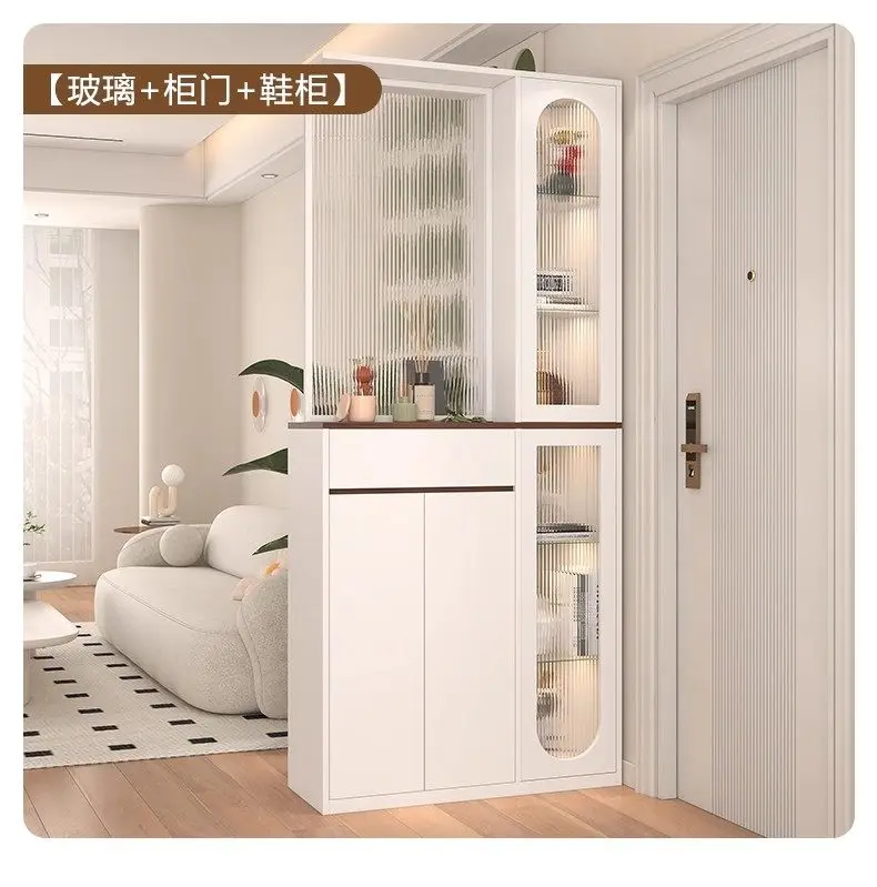 Solid wood porch cabinet shoe integrated 2025 new French screen partition household door wine cabinet lo