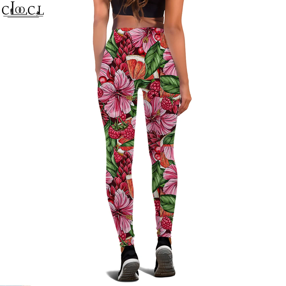 CLOOCL 3D Women Fitness Legging Hibiscus Flowers Printing Trousers Hawaiian Style High Waist Seamless Leggings Slim Pants