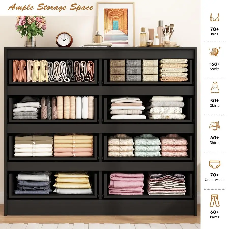 خزانة ذات أدراج لغرفة النوم، خزانة ذات أدراج عصرية بسيطة، خزانة خشبية عالية اللمعان مع إطار قوي، بدون مقبض