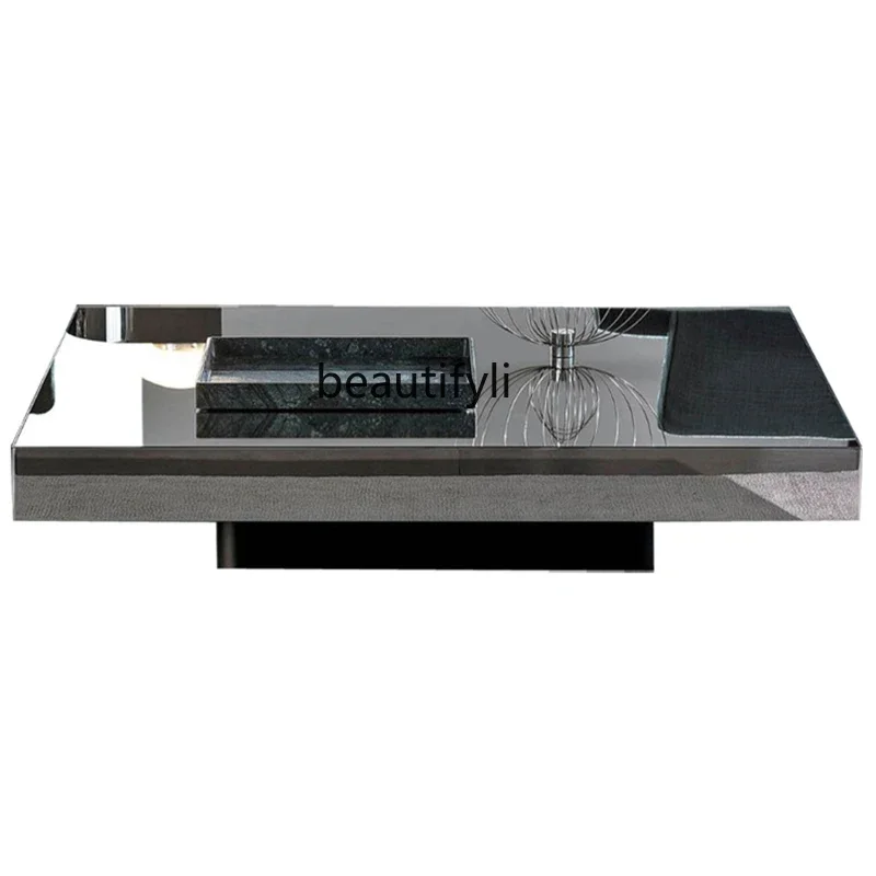 Stainless Steel Mirror Coffee Table Italian Style Light Luxury Living Room Square Table Designer Furniture