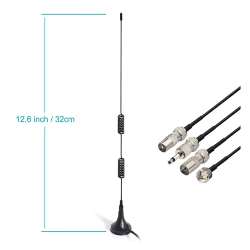 FM Antenna Magnetic Base FM Radio Antenna Indoor Digital HD Radio FM Video with 3 Adapter Home Theater Stereo Receiver Tuner