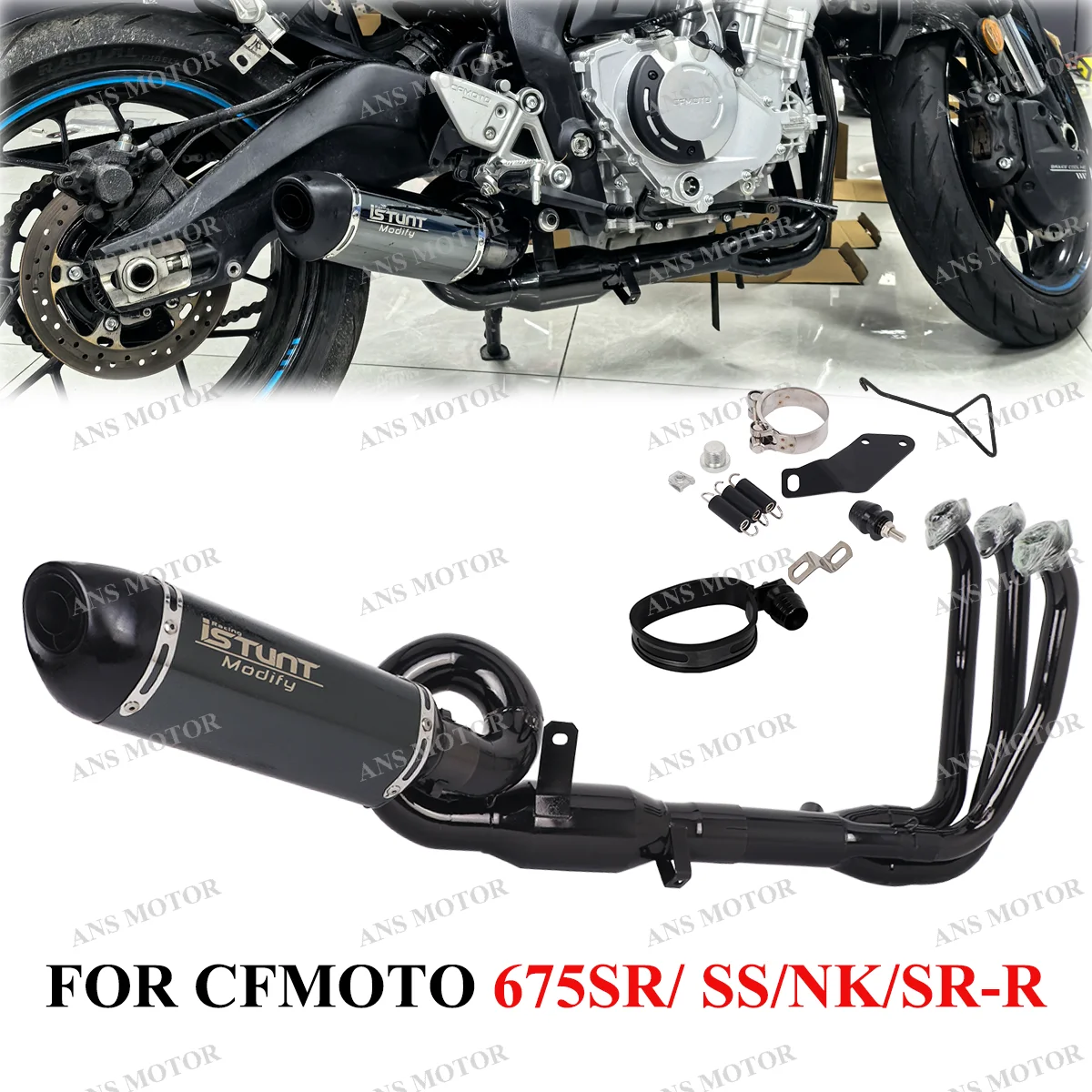 

Full Exhaust System For CFMOTO 675SRR 675SR 675NK 675SS All Years Motorcycle Exhaust Escape Front Link Pipe 675SR Exhaust