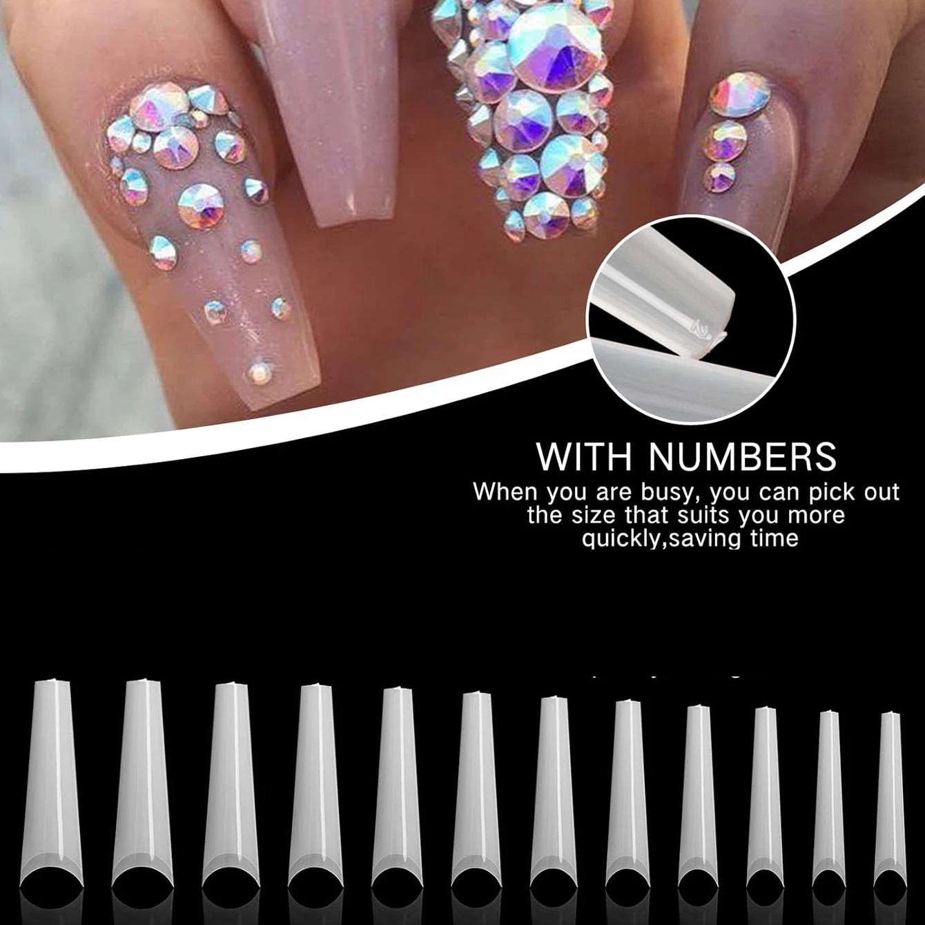 504PCS False Nail Art Tips French Natural Transparent Coffin False Nails Tips Acrylic UV Gel Nail Polish Manicure