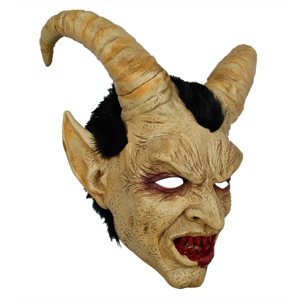 

Halloween Scary Mask Demon Devil Lucifer Horn Latex Masks Halloween Movie Cosplay Decoration Festival Party Supply Props 06#