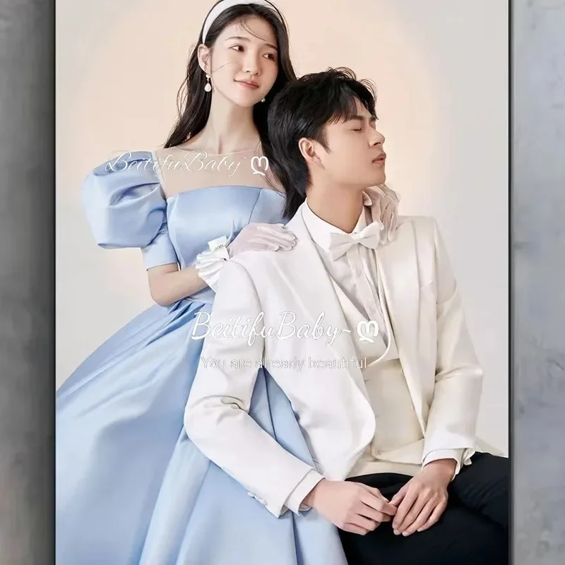 Abiti da sera macchiati stile principessa per le donne 2025 Sweet Bubble Gonna a maniche corte Banchetto Ball Abiti da cerimonia da donna