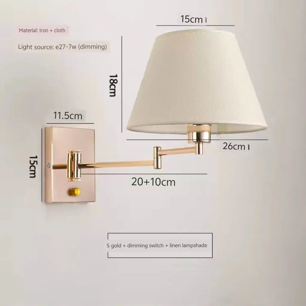 Household folding rocker wall lamp, creative bedroom bedside lamp, pull string background wall lamp