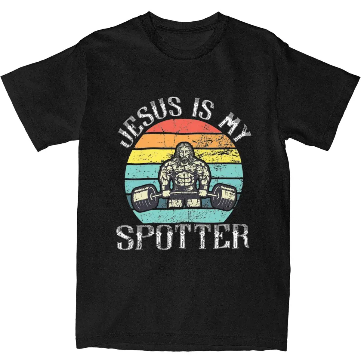 Jesus Spotter Retro T-Shirt Beach Weightlifting Gym Y2K Basic T Shirts Cotton Harajuku Tshirt For Men Short-Sleeved Casual Tops