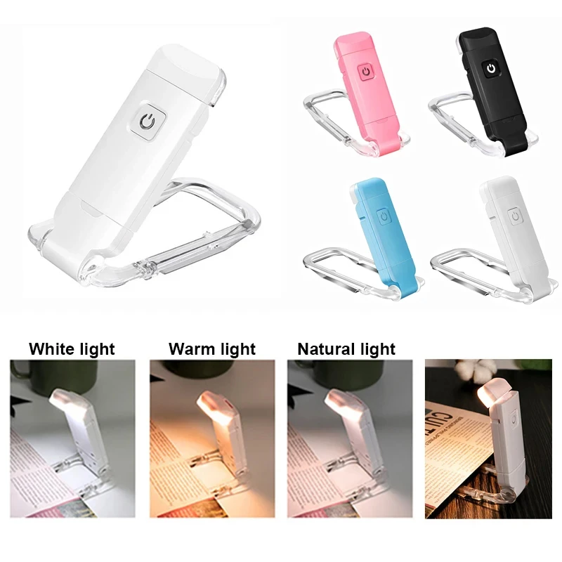 Imagem -03 - Portátil Mini Led Book Light Lâmpada de Leitura Dobrável Proteção Ocular Usb Recarregável Clip Giratório 270 ° Lâmpada de Mesa 30006000k